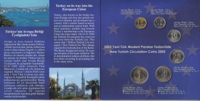 Лот: 11854711. Фото: 1. Турция Годовой набор монет 2005. Наборы монет