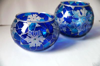 Лот: 8625584. Фото: 1. Ваза-подсвечник. Витражная роспись. Мозаика, фреска