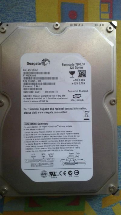 Лот: 4991834. Фото: 1. Продам жесткий диск на 320(характеристики... Жёсткие диски (HDD)