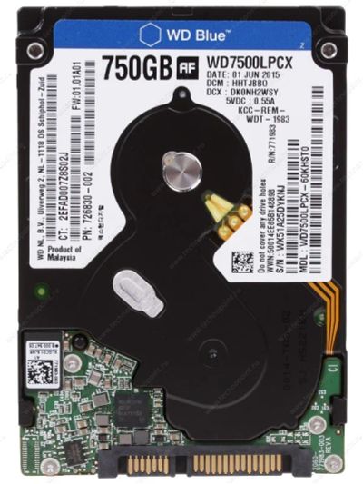 Лот: 6833771. Фото: 1. Жесткий диск WD Blue WD7500LPCX. Жёсткие диски (HDD)