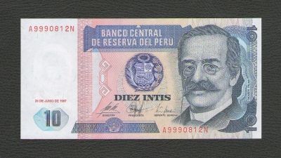 Лот: 15846236. Фото: 1. 10 инти 1987 года. Перу. Без обращения... Америка