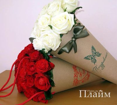 Лот: 7179688. Фото: 1. Розы в конусе (смотрите количество... Другое (ручная работа)