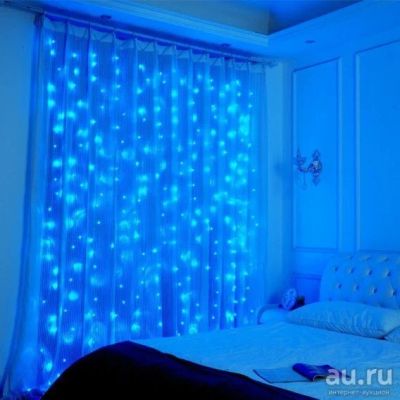 Лот: 18208377. Фото: 1. Штора 480LED синий, 3х3м прозр... Гирлянды, шарики, новогодние аксессуары