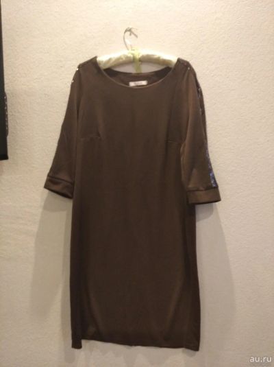 Лот: 17395276. Фото: 1. Платье трикотажное коричневое. Платья