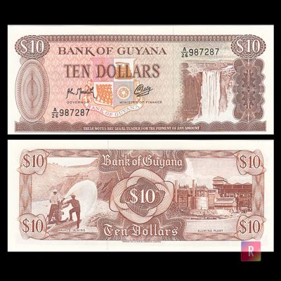 Лот: 12033139. Фото: 1. 🇬🇾 Гайана 10 долларов 1992 года... Америка