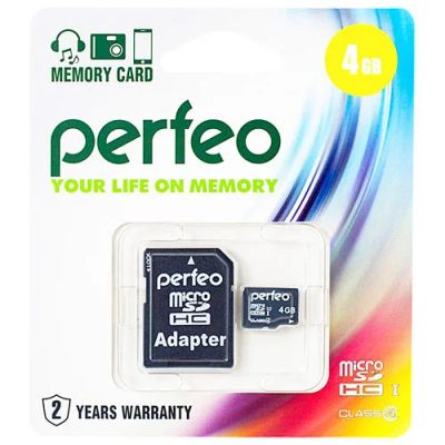 Лот: 4185202. Фото: 1. Карта памяти Perfeo MicroSD 4Gb... Карты памяти