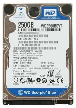 Лот: 1362952. Фото: 1. Жесткий диск 2.5" SATA-II 250Gb... Жёсткие диски (HDD)