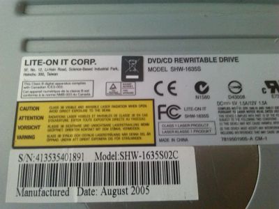Лот: 6100865. Фото: 1. DVD±R / RW & CDRW LITE-ON SHW-1635S... Приводы CD, DVD, BR, FDD