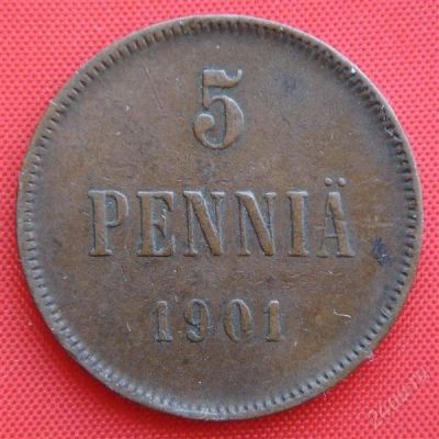 Лот: 1530004. Фото: 1. (№24) 5 пенни 1901 (Великое княжество... Россия до 1917 года