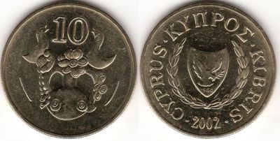 Лот: 18824910. Фото: 1. Кипр 10 центов 2002. Европа