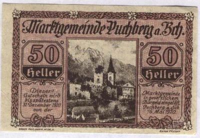 Лот: 1419707. Фото: 1. Австрия. Нотгельд. 50 геллер 1920г... Германия и Австрия
