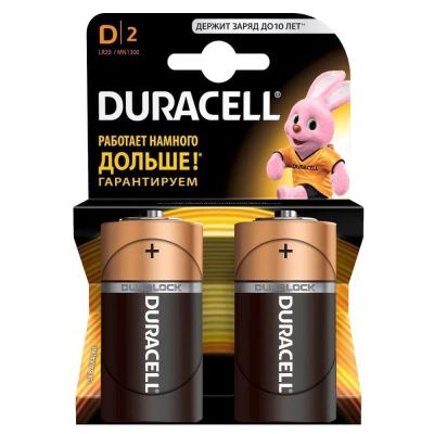 Лот: 21515190. Фото: 1. Батарейка D Duracell LR20 BL2... Батарейки, аккумуляторы, элементы питания