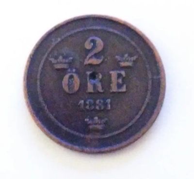 Лот: 24765395. Фото: 1. Швеция 2 эре 1881. Европа