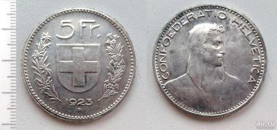Лот: 8272932. Фото: 1. Швейцария. 5 франков 1923 (серебро... Европа