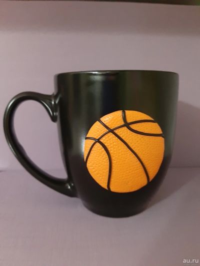 Лот: 13529934. Фото: 1. Кружка с декором Баскетбол. Ручная... Лепка из полимерной глины