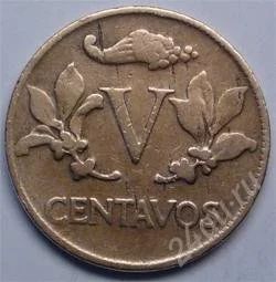 Лот: 74463. Фото: 1. Колумбия. 5 сентавос 1943г. Редкость... Америка