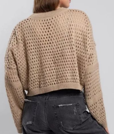 Лот: 25776506. Фото: 1. Кофта сетка женская вязаная oversize... Свитеры, толстовки, худи