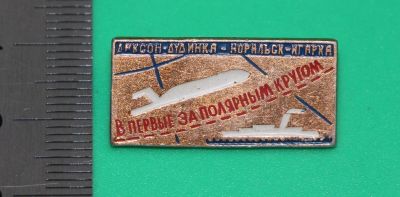 Лот: 11826506. Фото: 1. Нечастый значок: В первые за полярным... Сувенирные