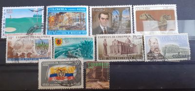 Лот: 24990516. Фото: 1. Набор марок Колумбия. -10 шт. Марки