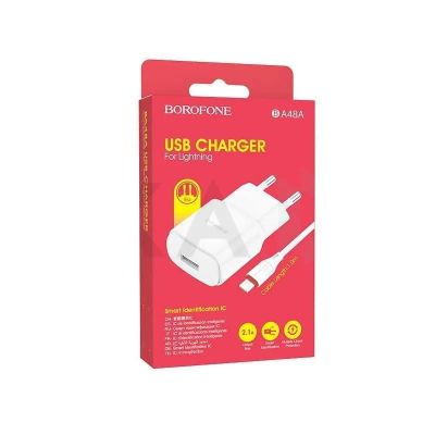 Лот: 22150011. Фото: 1. СЗУ BOROFONE BA-48A 1*USB+Lighting... Зарядные устройства, блоки питания, адаптеры сетевые для смартфонов