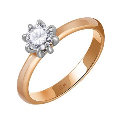 Лот: 23865543. Фото: 1. Кольцо из золота с бриллиантом. Кольца, перстни
