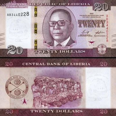 Лот: 21442001. Фото: 1. Либерия 20 долларов 2022 года... Африка