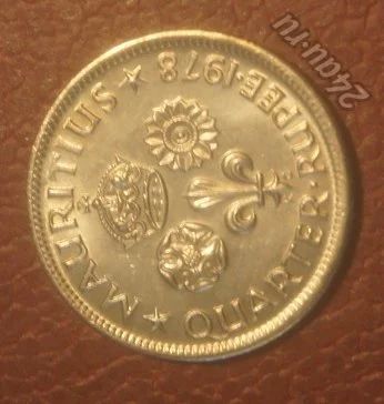 Лот: 11574227. Фото: 1. Маврикий. 1/4 рупии 1978 г.(КТ... Великобритания и острова