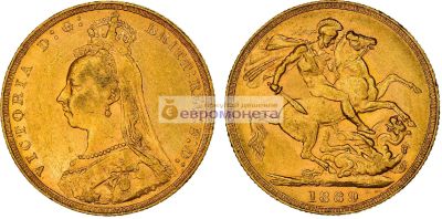 Лот: 19267169. Фото: 1. Великобритания 1 фунт (соверен... Великобритания и острова