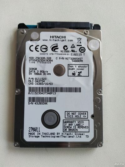 Лот: 17546962. Фото: 1. HDD 2,5" Hitachi 320Gb (бэды). Жёсткие диски (HDD)