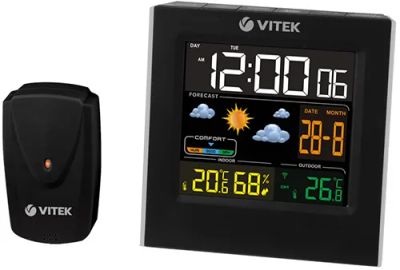 Лот: 25375432. Фото: 1. Метеостанция Vitek VT-6411. Часы настенные, настольные