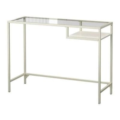 Лот: 7094839. Фото: 1. IKEA СТОЛ белый со стеклянной... Компьютерные и письменные столы
