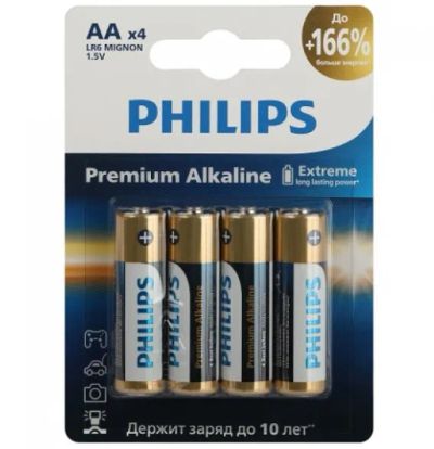 Лот: 22694134. Фото: 1. Батарейка AA 4шт Philips Premium. Батарейки, аккумуляторы, элементы питания