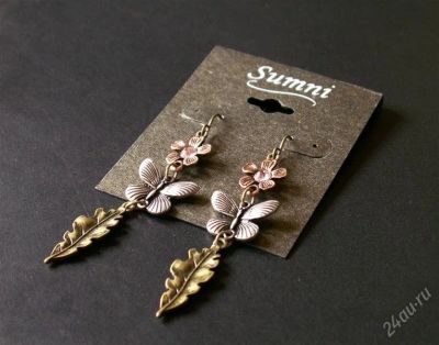 Лот: 3754676. Фото: 1. Серьги "Цветы и бабочки" (Sumni... Серьги, каффы