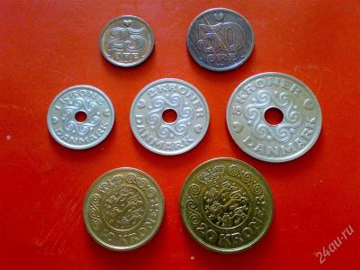 Лот: 979216. Фото: 1. Дания. Комплект. 7 монет. 1989-94... Европа