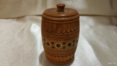 Лот: 9191519. Фото: 1. Деревянная солонка бочонок с крышкой... Предметы сервировки
