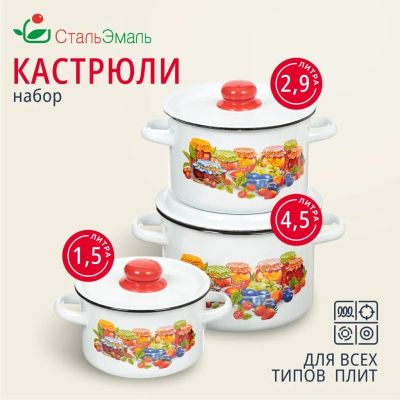 Лот: 24105638. Фото: 1. Набор посуды эмалированная сталь... Сервизы, наборы посуды