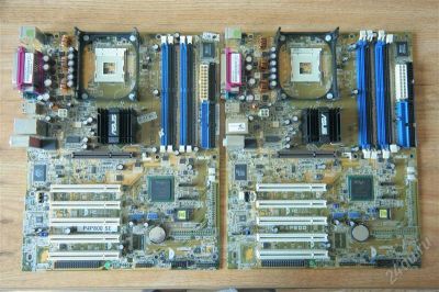 Лот: 1019898. Фото: 1. 2 нерабочие материнки Asus P4P800. Материнские платы