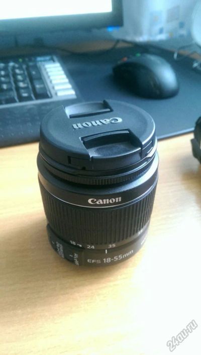 Лот: 5949983. Фото: 1. Объектив Canon EF-S 18-55mm f... Крышки, бленды