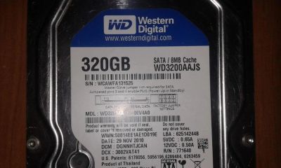 Лот: 10049416. Фото: 1. Жёсткий диск 320 гб WD3200AAJS. Жёсткие диски (HDD)