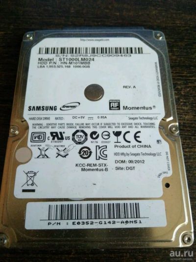 Лот: 13482213. Фото: 1. HDD Samsung 1tb. Жёсткие диски (HDD)