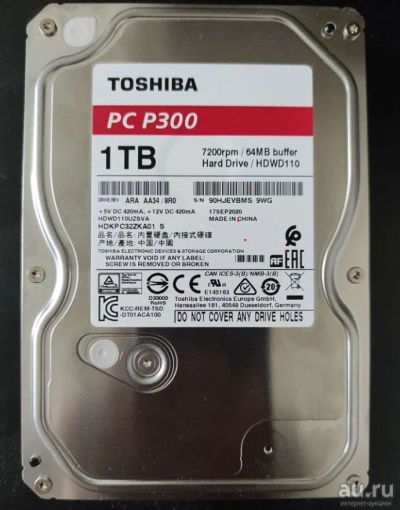 Лот: 18481789. Фото: 1. жд toshiba pc p300 1tb почти новый... Жёсткие диски (HDD)