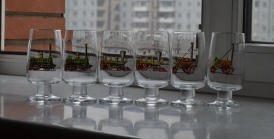 Лот: 11835592. Фото: 1. Стаканы - Чехословакия, с паровозами. Кружки, стаканы, бокалы