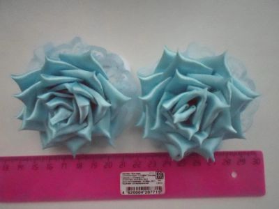 Лот: 8818012. Фото: 1. Банты на резиночках розы голубые. Цветы из ткани