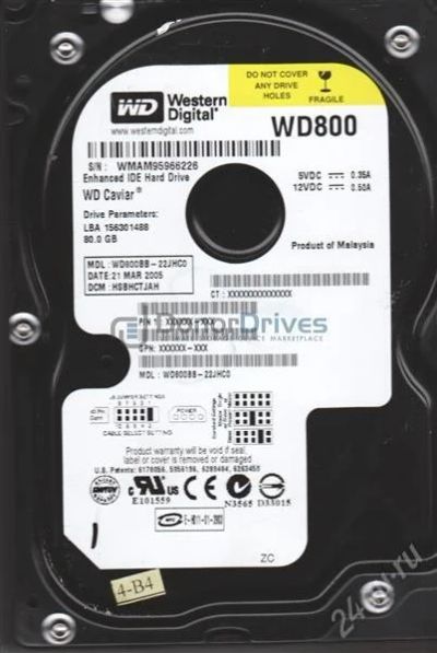Лот: 2431040. Фото: 1. HDD 80 Gb IDE Western Digital... Жёсткие диски (HDD)