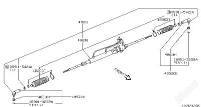 Лот: 1028310. Фото: 1. Рулевая рейка на Nissan Bluebird... Ходовая, подвеска, рулевое управление