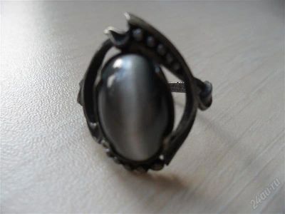 Лот: 745988. Фото: 1. Кольцо с камнем Кошачий глаз. Кольца, перстни