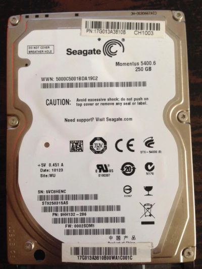 Лот: 5841030. Фото: 1. Жесткий диск HDD Seagate 250Gb... Жёсткие диски (HDD)