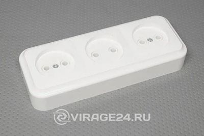 Лот: 17256500. Фото: 1. Розетка 3-местная открытой установки... Электроустановочные изделия