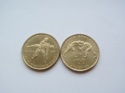 Лот: 13218850. Фото: 1. Греция 100 драхм 1999 " 45-й Чемпионат... Европа