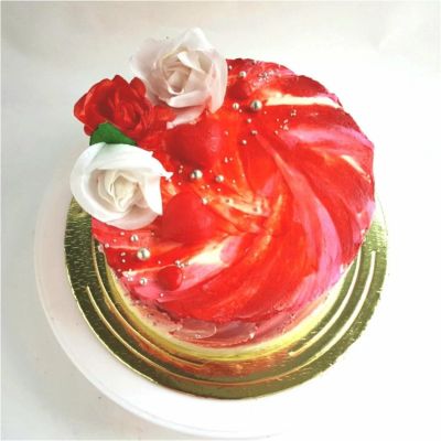 Лот: 11464223. Фото: 1. Торт кремовый с цветком. Торты, пирожные